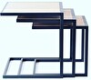 Bengi Ankara Mobilya Zigon ZLF 3'lü 14097C Model Metal Siyah Fırın Boya Mdf Siyah Mermer Tabla El Yapım