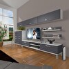 Decoraktiv Eko 8 MDF Dvd Krom Ayaklı TV Sehpa Ünitesi - Beyaz Antrasit