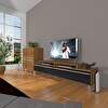 Decoraktiv Ekoflex On MDF Krom Ayaklı TV Sehpa Ünitesi - Ceviz Siyah