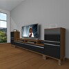 Decoraktiv Ekoflex On2 MDF Krom Ayaklı TV Sehpa Ünitesi - Ceviz Siyah