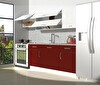 Decoraktiv Prestij 220 MDF Hazır Mutfak Dolabı - Tezgah Dahil - Bordo Beyaz