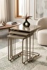 Sweet Home C Zigon Sehpa 3'lü Set MDF Tekerli Metal Ayak İç İçe Geçebilir Sidon
