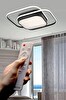 Avize Pazarı İkili Kare Led Plafonyer Avize Üç Renkli Siyah Renkli Kumandalı