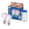 Philips Smart Lighting LED Ampul A60 E27 60W Eşdeğer RGB 2'li Paket - Google Home - Alexa - HomeKit ve Matter Uyumlu