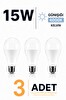 Şahnet E27 15W LED Ampul 4000K Günışığı Led Lamba 3 Adet