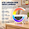Hzl Store BT-3401  6'sı 1 Arada Kablosuz Şarjlı RGB Gece Lambası Bluetooth Hoparlör ve Alarm Saat