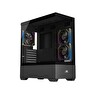 Power Boost PB-J9031B Sea View ATX 3X Argb Pwm Fan 80+ Bronz Siyah Akvaryum 750W Oyuncu Bilgisayar Kasası
