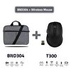 Classone BND304 Eko Serisi 15.6" Gri Laptop Çantası+ T300 Kablosuz Mouse