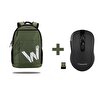 Classone BP-WTX107 WTXPro Su Geçirmez Kumaş 15.6" Yeşil Notebook Sırt Çantası + WM400 Kablosuz Mouse