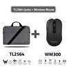 TL2564-WM300 15,6" Su Geçirmez Kumaş Gri Notebook Çantası +WM300 Kablosuz Mouse