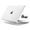 McStorey Şeffaf MacBook Air 13.6" Kılıf - 2024 M4 Standlı Mat Şeffaf Sert Kapak Isı Dağıtımlı İnce Tasarım
