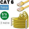 Irenis 2 Metre CAT6 Kablo Yassı Ethernet Network Lan Ağ İnternet Kablosu Sarı 5 Adet