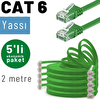 Irenis 5 Adet 2 Metre CAT6 Kablo Yassı Ethernet Network Lan Ağ İnternet Kablosu Yeşil