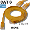Irenis 3 Metre CAT6 Kablo Yassı Ethernet Network Lan Ağ İnternet Kablosu Sarı