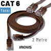 Irenis 2 Metre CAT6 Kablo Yassı Ethernet Network Lan Ağ İnternet Kablosu Kahverengi