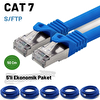 Irenis 5 Adet 50 Cm CAT7 Kablo S/FTP LSZH Ethernet Network Lan Ağ Kablosu Mavi