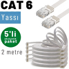 Irenis 2 Metre CAT6 Kablo Yassı Ethernet Network Lan Ağ İnternet Kablosu Beyaz 5 Adet