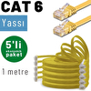Irenis 5 Adet 1 Metre CAT6 Kablo Yassı Ethernet Network LAN Ağ İnternet Kablosu Sarı