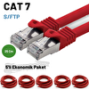 Irenis 5 Adet 25 CM CAT7 Kablo S/FTP LSZH Ethernet Network LAN Ağ Kablosu Kırmızı