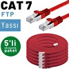 Irenis 5 Adet 2 Metre Kırmızı CAT7 Kablo Yassı FTP Ethernet Network LAN Kablosu