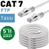 Irenis 5 Adet 7.5 Metre Beyaz CAT7 Kablo Yassı FTP Ethernet Network LAN Kablosu