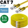 Irenis 5 Adet 5 Metre Sarı CAT7 Kablo Yassı FTP Ethernet Network LAN Kablosu