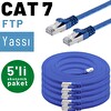 Irenis 5 Adet 5 Metre Mavi CAT7 Kablo Yassı FTP Ethernet Network LAN Kablosu