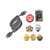 Goldmaster CAB-187 RT 1.4 Altın Uçlu HDMI 3D Full HD Yassı Uzatılabilir Siyah Makaralı Kablo