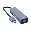 DM CHB002 Type-C To RJ45 100 Mbps Ethernet ve USB Çoklayıcı Dönüştürücü