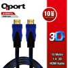 Qport HDMI to HDMI 10 M Altın Uçlu Kablo Q-HDMI10