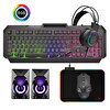 Xaser XS-KJJ485 5IN1 Rainbow Aydınlatmalı USB Gaming Combo Q Klavye - Kulaklık - Mouse - RGB Mouse Pad - Speakers