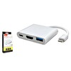 Hadron HDX7764 Type-C - USB 3.0 Type-C HDMI 4K 30 Hz 3in1 Dönüştürücü Adaptör -  Gri