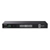 Tenda TEG1120P-16-250W 16 Port POE+ 10-100-1000 2 Port Uplink -  2 Port SFP Switch Çelik Kasa