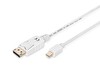 Digitus Mini DP - DP 3 M - Kilitli DP 1.1A Uyumlu Display Port Bağlantı Kablosu Beyaz