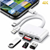 ScHitec NK1032 3 in 1 Type-C - Lightning Kart Okuyucu USB-A To Dönüştürücü Çoklayıcı Adaptör Beyaz