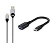Philips 5A 100W UsbA to Type-C Örgülü 1.2M Hızlı Şarj Data Kablosu ve ScHitec Type-C to UsbA 3.0 OTG Dönüştürücü Adaptör