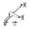 Brateck 17-32" Uyumlu İki Kollu Amortisörlü Gümüş Monitör Kolu LDT63-C024