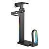 Brateck CPB-26R RGB Aydınlatmalı Kolay Kurulum Masa Altı-Duvar Destekli Siyah Kasa Tutucu