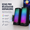 Hzl Store Echo Pro RGB Işıklı Çift Stereo Ses USB Güç ve 3.5 mm AUX Bağlantılı Masaüstü Bilgisayar Hoparlörü