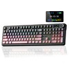 Aula F108 Pro Mekanik Gaming Oyuncu Klavyesi LCD Ekranlı Graywood V3 Switch RGB Hot Swap 8000mAh Makrolu Gradyan Pembe
