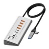 Juo JH432 Type-C ve USB-A 8 Portlu 4xUSB-A 2xType-C 10Gbps USB Hub Çoklayıcı SD - MicroSD Kart Okuyucu Dönüştürücü Hub