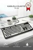 Torima TK09 Retro Daktilo Görünümlü Q Kablolu Klavye Siyah Beyaz