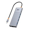 Juo Type-C 9 Portlu Dual 4K 60Hz HDMI MST Gigabit Ethernet Dönüştürücü 100W PD 4xUSB 3.2 Çoklayıcı Hub