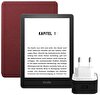 Amazon Kindle Paperwhite 5 6.8" 16 GB Reklamlı E-Kitap Okuyucu - Orijinal Bordo Deri Kılıf ve Şarj Adaptörü