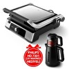 Philips Contact Grill HD-6301/90 2200 W Tost Makinesi - Daily Collection HD-7301/00 1700 W Cam Demlikli Çay Makinesi Hediyeli