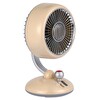 Juo Q3 Şarjlı Masaüstü Fan LED Işıklı Taşınabilir Mini Vantilatör 3 Kademeli Retro Bej
