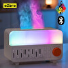 Ezere A14 Bluetooth Hoparlörlü Alev Efektli 8 Sesli Renkli Alev Görünümlü Ultrasonik Hava Nemlendici Beyaz