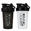 Cool Shaker Gym Shaker 550 ML Ölçekli ve Sızdırmaz Kapaklı Protein Shaker 2'li Set Siyah-Şeffaf