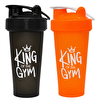 Cool Shaker King Of The Gym 650 ML Ölçekli ve Sızdırmaz Kapaklı Protein Shaker 2'li Set Siyah-Turuncu