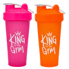 Cool Shaker King Of The Gym Shaker 650 ML Ölçekli ve Sızdırmaz Kapaklı Protein Shaker 2'li Set Pembe-Turuncu